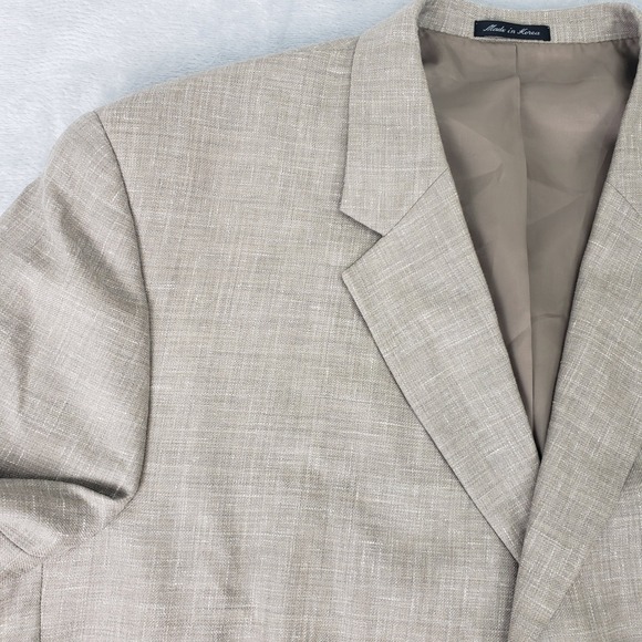 Linen Wool Alfani Men's Tan Sport Coat Blazer Suit Jacket R 46 Light Business - Picture 2 of 16